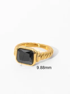 Spiral Stainless Gemstone Ring