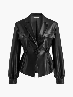 Split Belted Faux Leather Jacket
