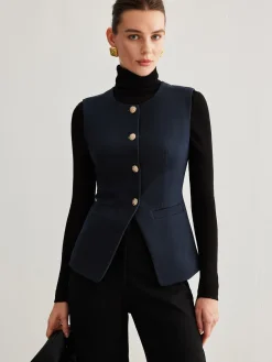 Split Button Down Slim Vest