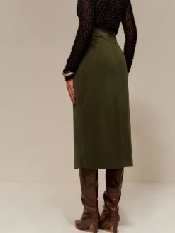 Split Front Corduroy Skirt Without Belt