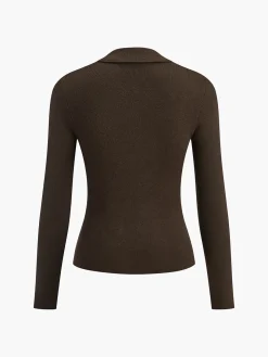 Split Piping Slim Knit Top