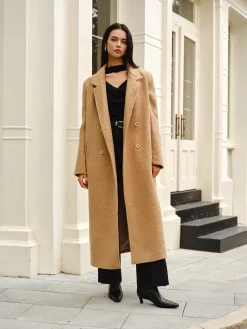 Split Pockets Tweed Coat
