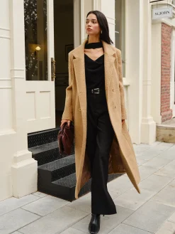 Split Pockets Tweed Coat