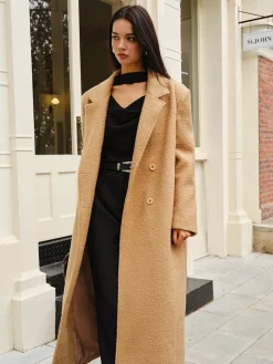 Split Pockets Tweed Coat