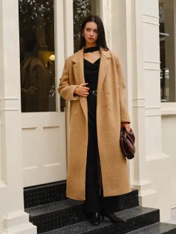 Split Pockets Tweed Coat