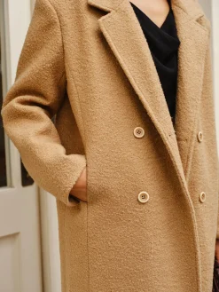 Split Pockets Tweed Coat