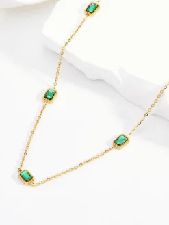 Square Green Zircon Necklace
