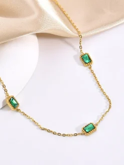 Square Green Zircon Necklace