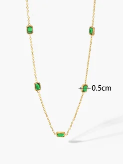 Square Green Zircon Necklace