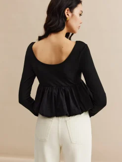 Square Neck Bud Waist Blouse