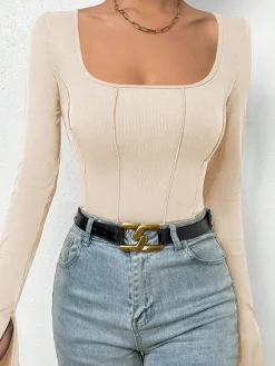 Square Neck Piping Bodysuit