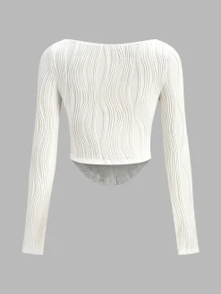 Square Neck Piping Crop T-Shirt