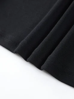Square Neck Solid Long Sleeve Shirt