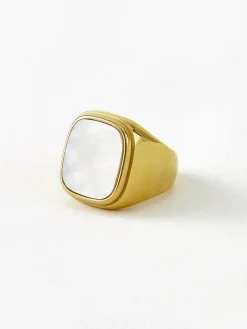 Square Shell Signet Ring