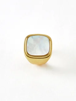 Square Shell Signet Ring
