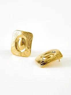 Square Texture Stud Earrings