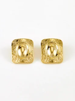 Square Texture Stud Earrings