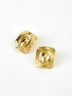 Square Texture Stud Earrings