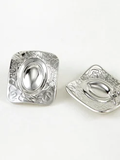 Square Texture Stud Earrings