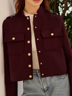 Stand Collar Button Jacket