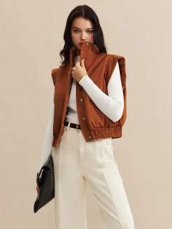Stand Collar Button Warm Vest