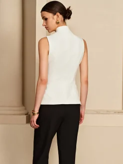 Stand Collar Golden Button Vest