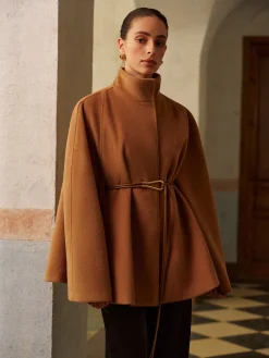 Stand Collar Lariat-Belted Warm Cloak