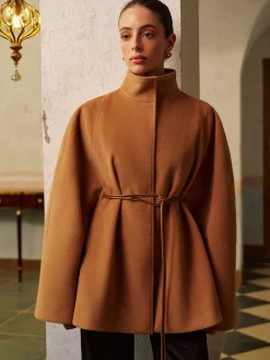Stand Collar Lariat-Belted Warm Cloak