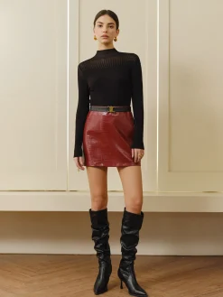Stand Collar Panel Knit Top