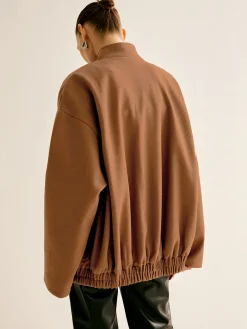 Stand Collar Plain Button Jacket