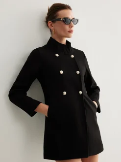 Stand Collar Plain Button Blazer