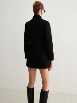 Stand Collar Plain Button Blazer