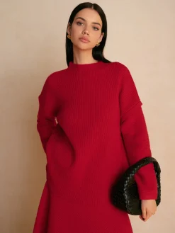 Stand Collar Plain Shift Sweater