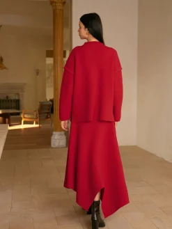 Stand Collar Plain Shift Sweater