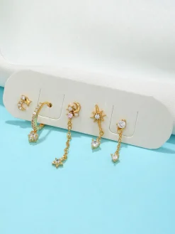 Stars and Moon Earrings-5 Pieces