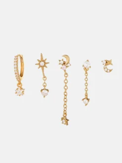 Stars and Moon Earrings-5 Pieces