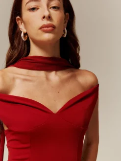 Straight Neck Ribbon Pleated Short Dress