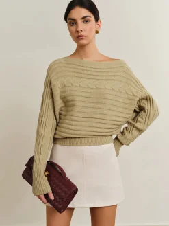 Straight Neck Twist Sweater