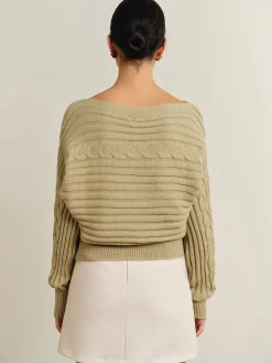 Straight Neck Twist Sweater
