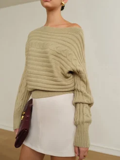 Straight Neck Twist Sweater