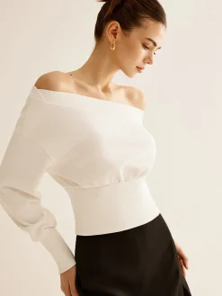 Straight Shoulder Cinched Sweatshirt