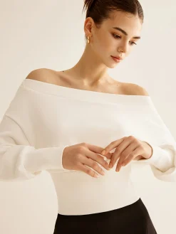 Straight Shoulder Cinched Sweatshirt