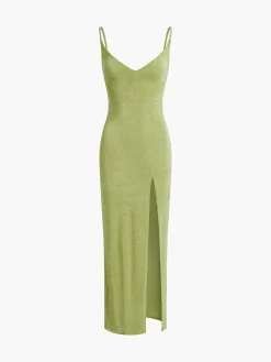Strap Slit Midi Dress