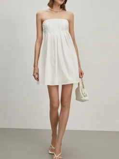 Strapless Pleated Short Dress