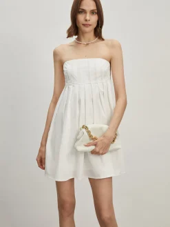 Strapless Pleated Short Dress