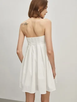 Strapless Pleated Short Dress