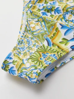 Strapless Print Knotted Bikini Set