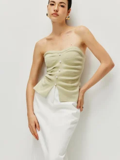 Strapless Split Pearl Sweater Vest