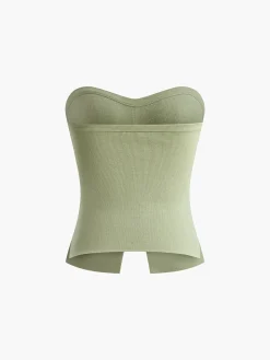 Strapless Split Pearl Sweater Vest