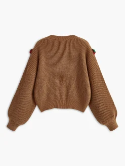 Strawberry Embroiled Button Cardigan